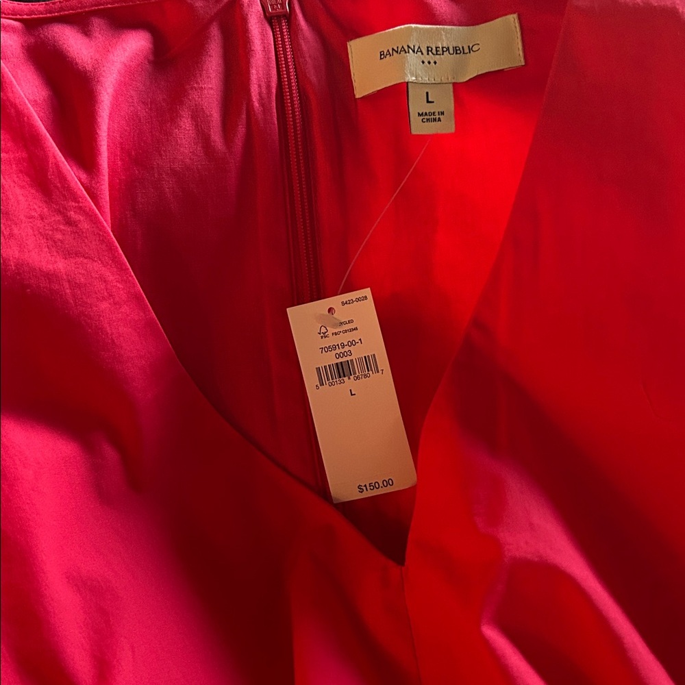 Banana Republic Vibrant Pink Midi Dress~NWT SIZE L - Picture 3 of 3